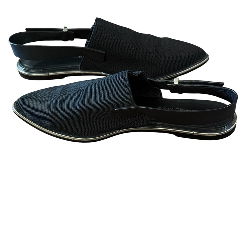 UNITED NUDE Black Slingback Mules Pointed Toe Knit Upper Silver Trim - Picture 9 of 10